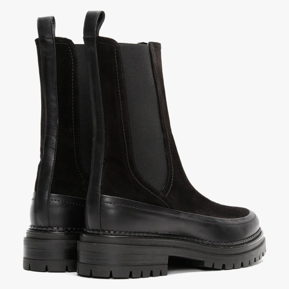 Napolly Black Suede Elongated Chelsea Boots