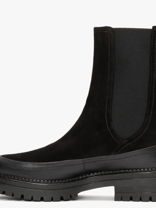Napolly Black Suede Elongated Chelsea Boots