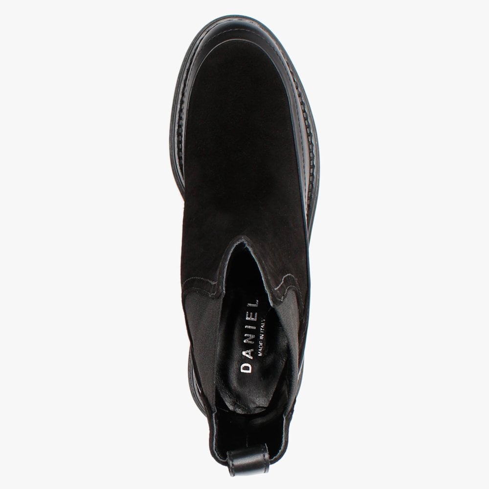 Napolly Black Suede Elongated Chelsea Boots