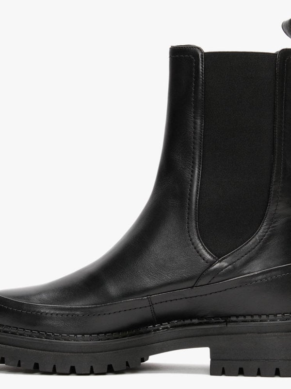 Napolly Black Leather Elongated Chelsea Boots