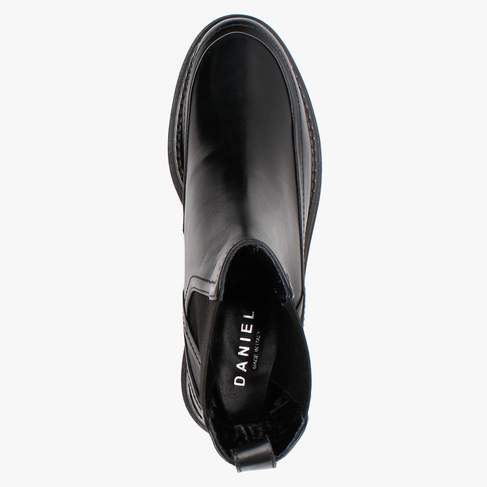 Napolly Black Leather Elongated Chelsea Boots