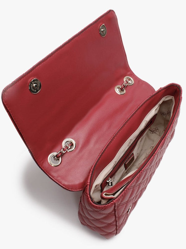 Cessily Quilted Convertible Red Cross-Body Bag