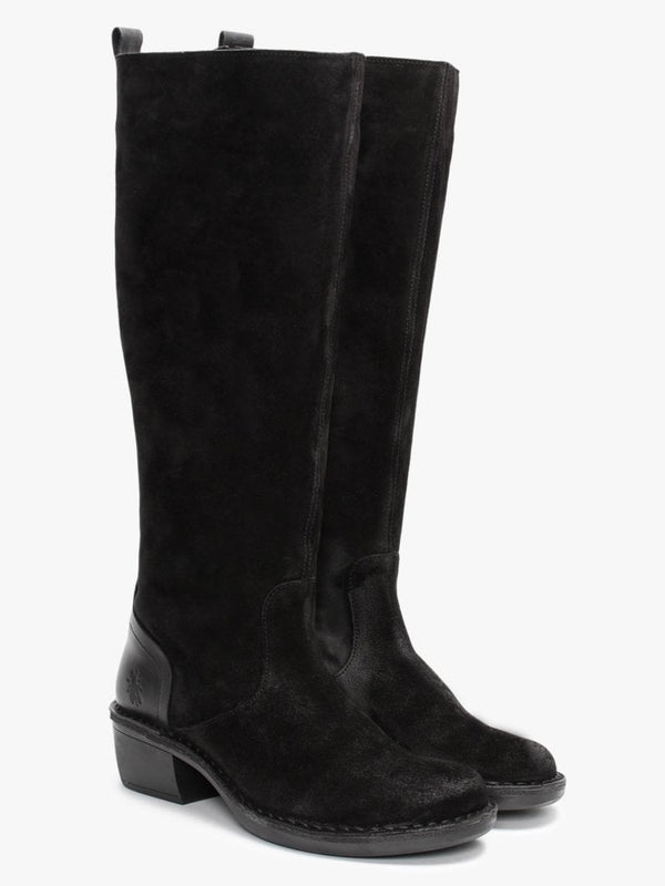 Mine Black Suede Knee Boots