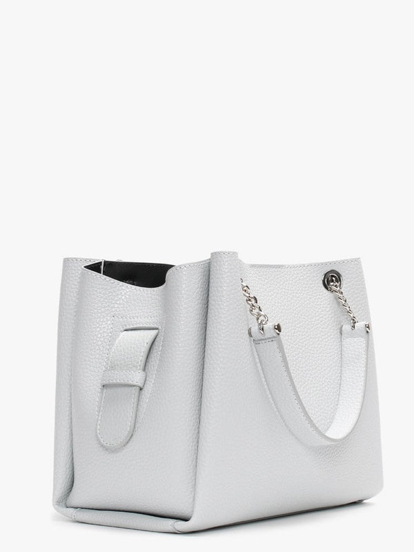 Small Tri Pearl & Black Pebbled Tote Bag