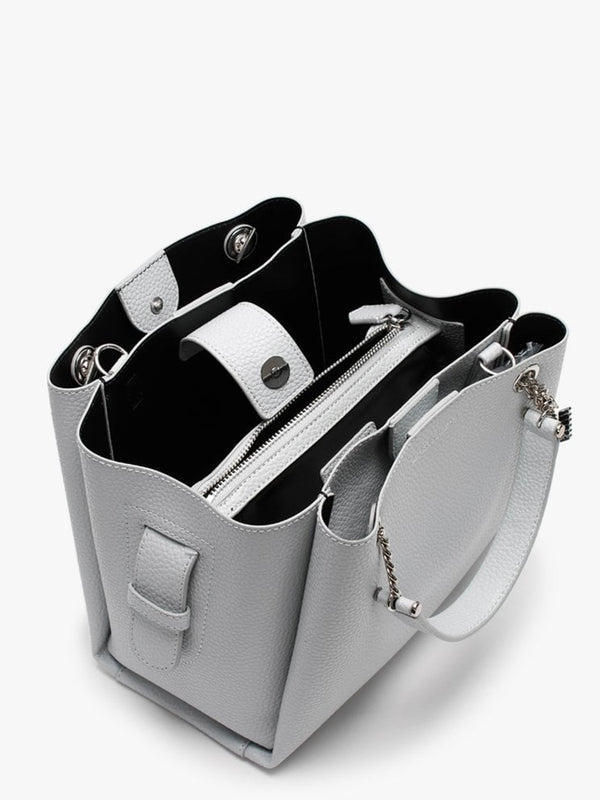 Small Tri Pearl & Black Pebbled Tote Bag