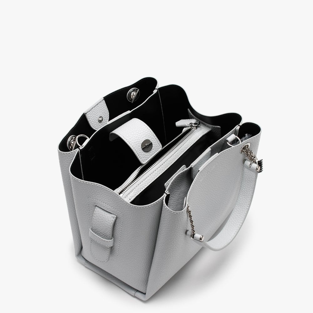 Small Tri Pearl & Black Pebbled Tote Bag