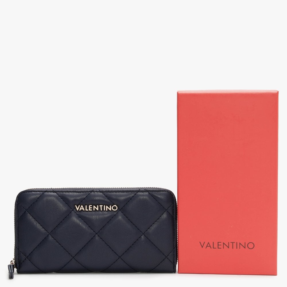 Ocarina Blue Quilted Zip Around Wallet