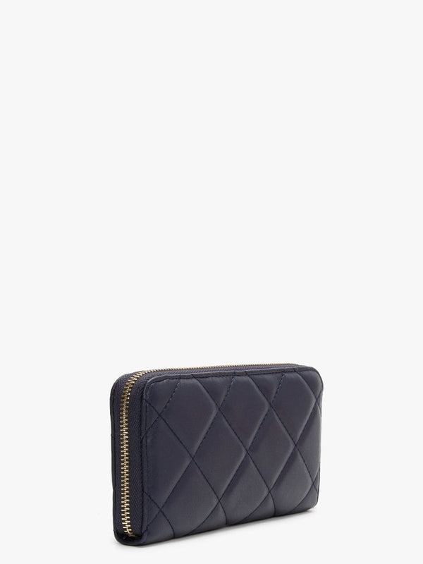 Ocarina Blue Quilted Zip Around Wallet
