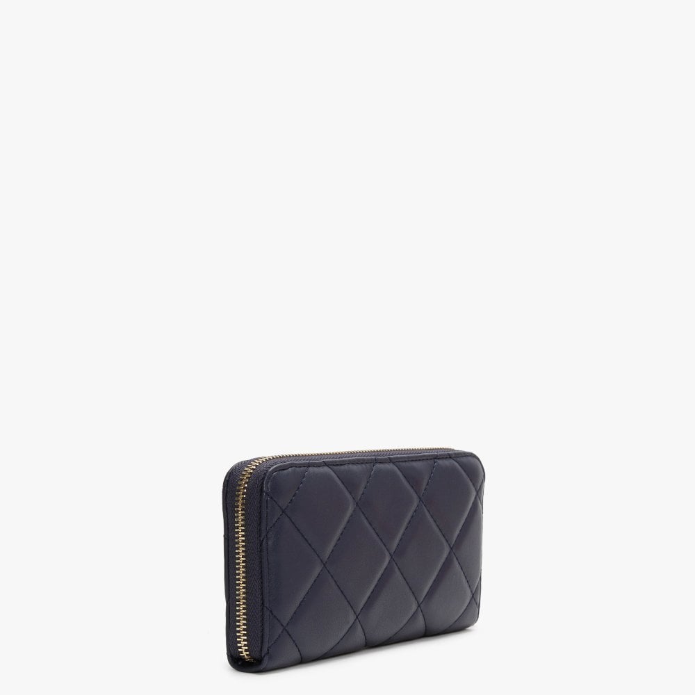 Ocarina Blue Quilted Zip Around Wallet