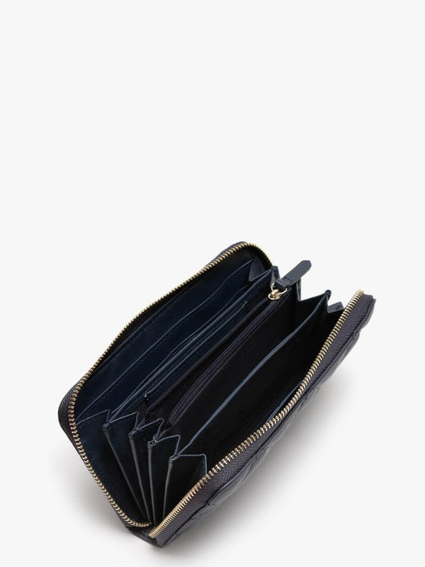 Ocarina Blue Quilted Zip Around Wallet