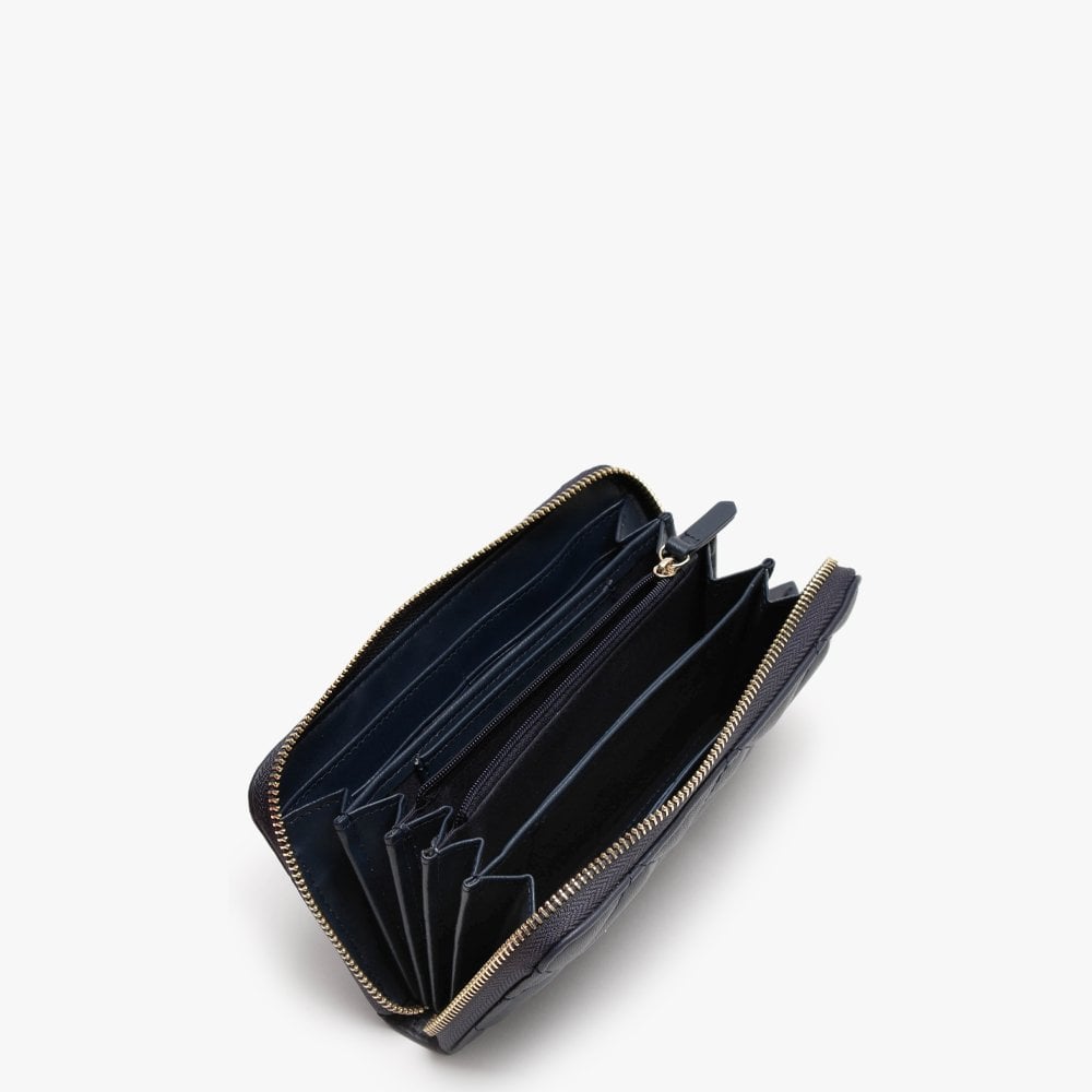 Ocarina Blue Quilted Zip Around Wallet