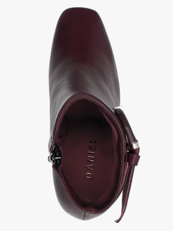 Ruckle Burgundy Leather Buckle Ankle Boots