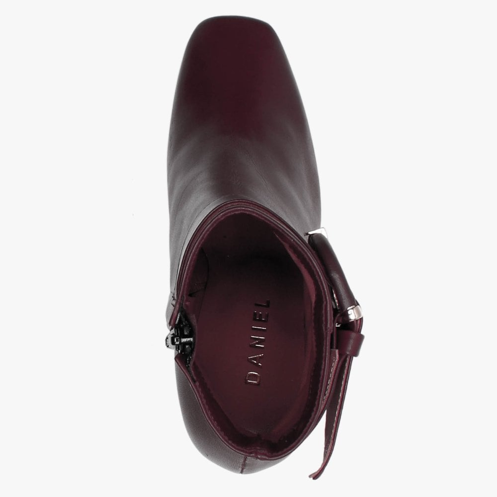 Ruckle Burgundy Leather Buckle Ankle Boots