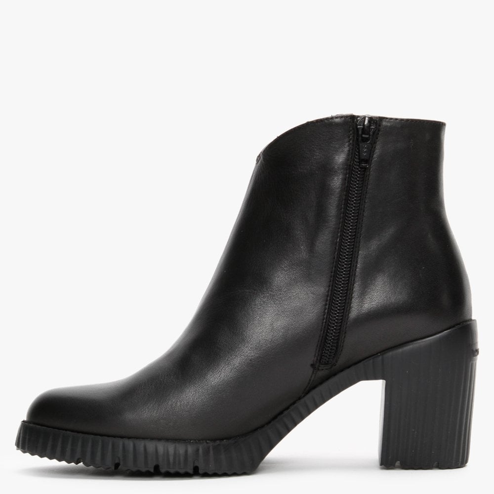 Juba Black Leather Ankle Boots