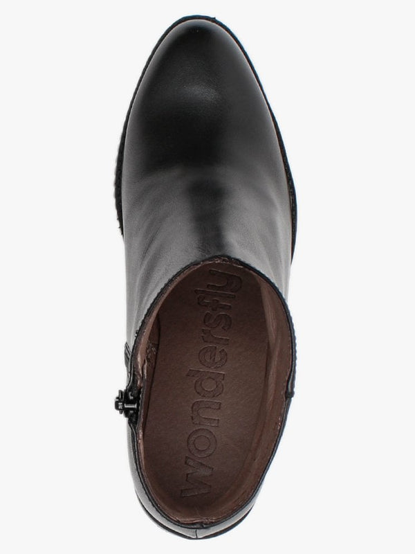 Juba Black Leather Ankle Boots