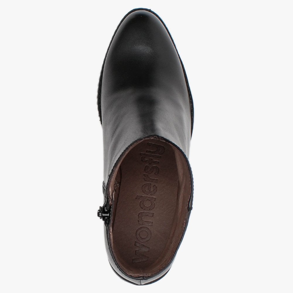 Juba Black Leather Ankle Boots