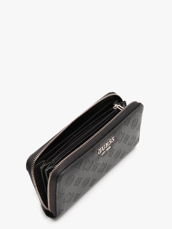 Vikky Stamp Logo Black Zip Around Wallet