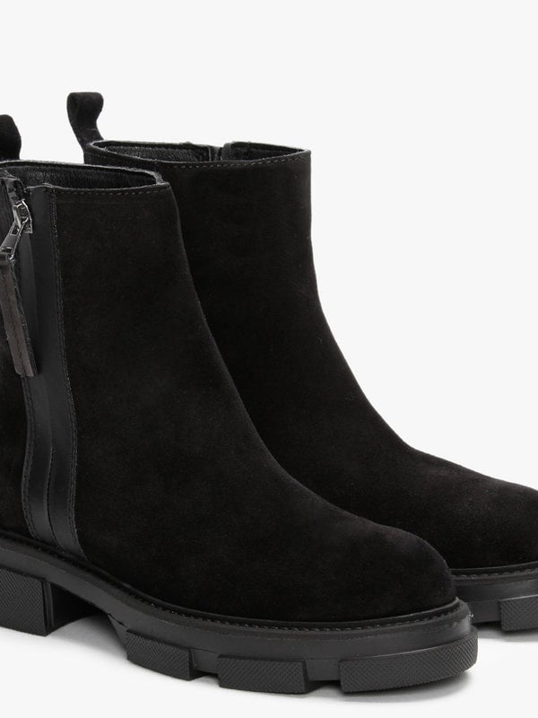 Tarragon Black Suede Ankle Boots