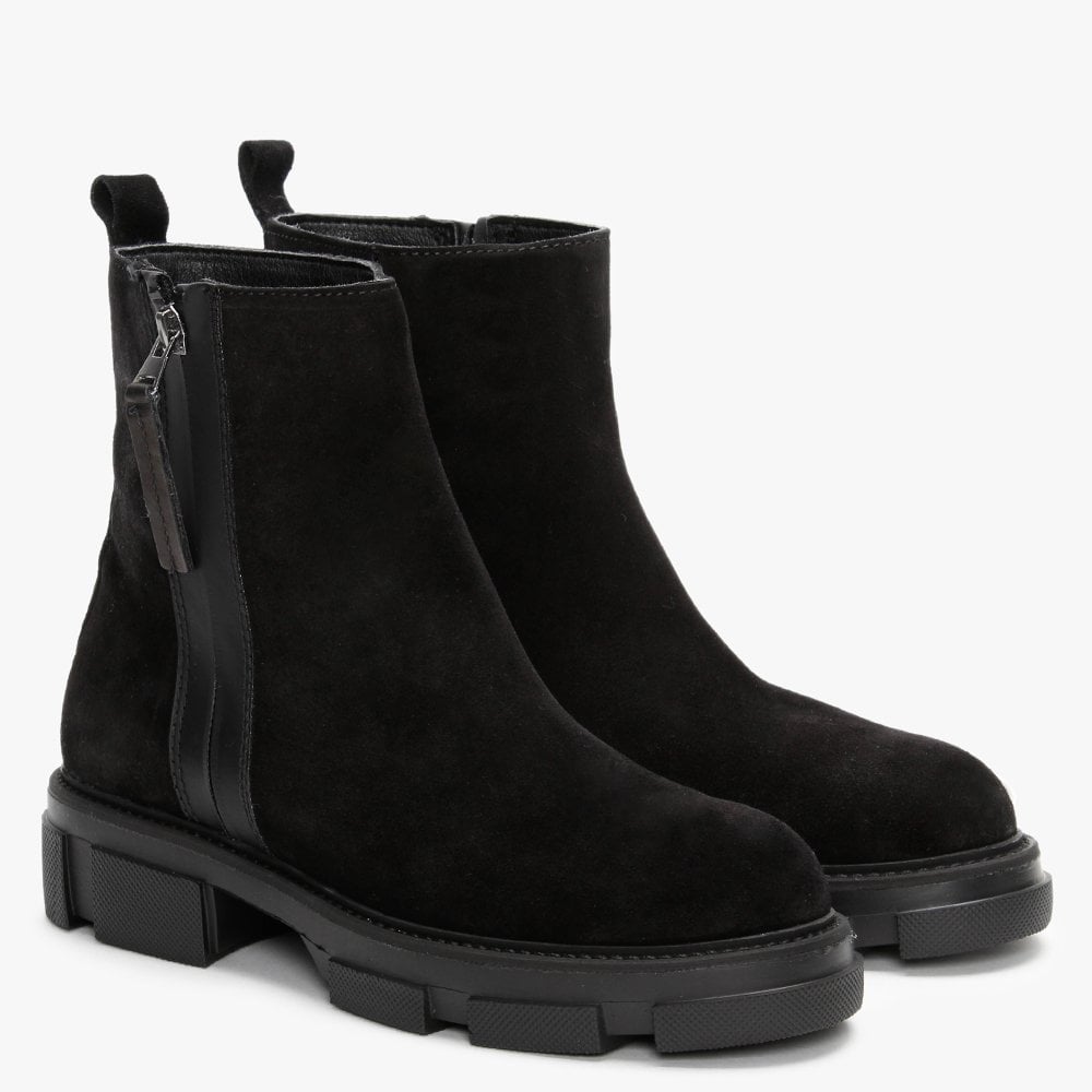 Tarragon Black Suede Ankle Boots