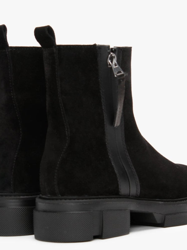 Tarragon Black Suede Ankle Boots