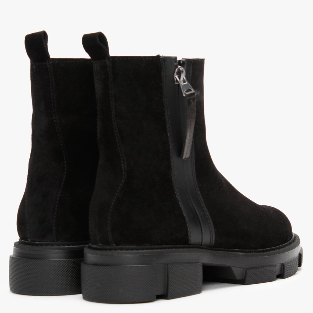 Tarragon Black Suede Ankle Boots