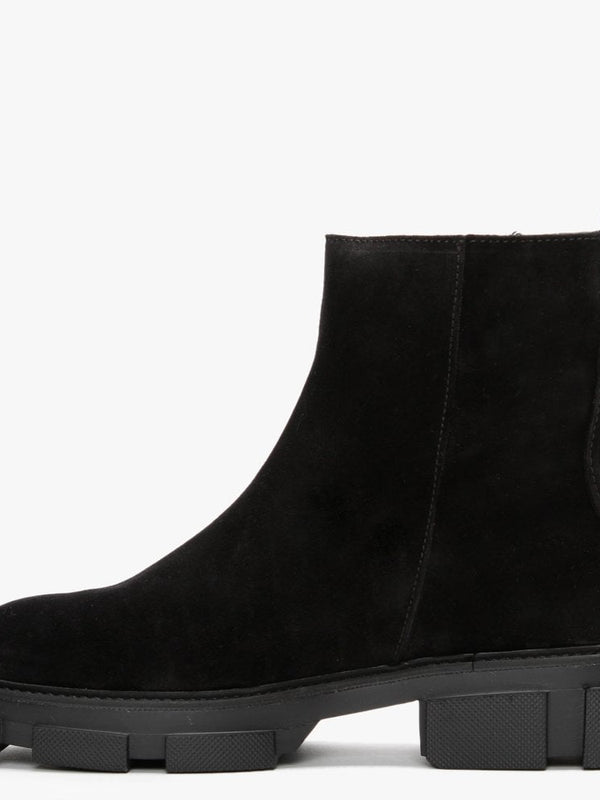 Tarragon Black Suede Ankle Boots