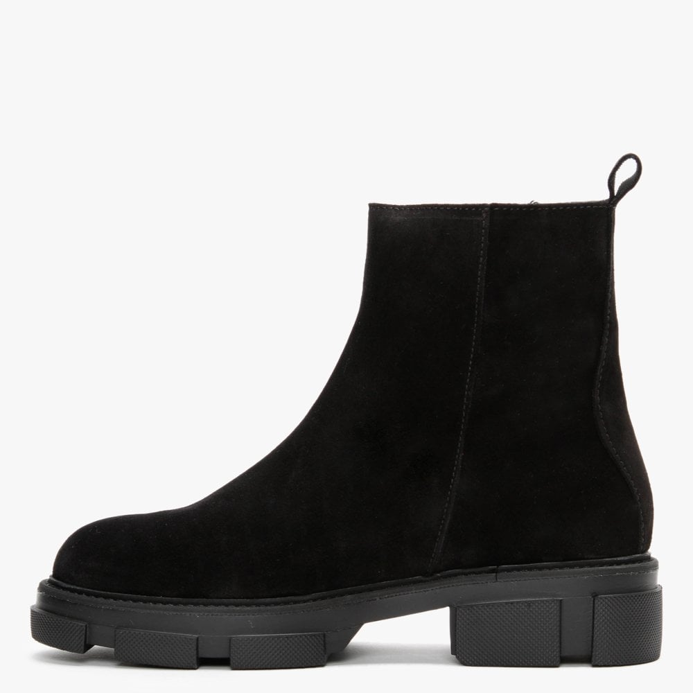 Tarragon Black Suede Ankle Boots