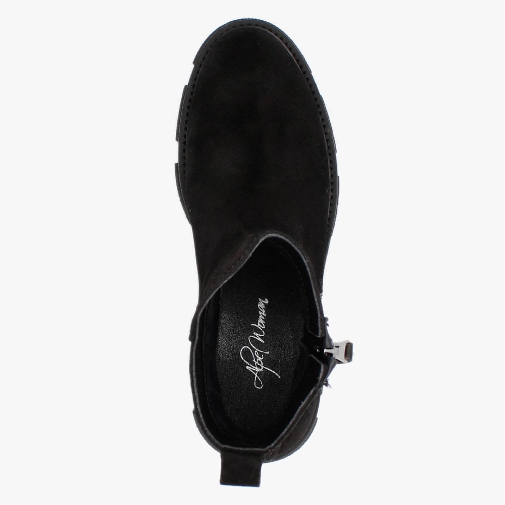 Tarragon Black Suede Ankle Boots