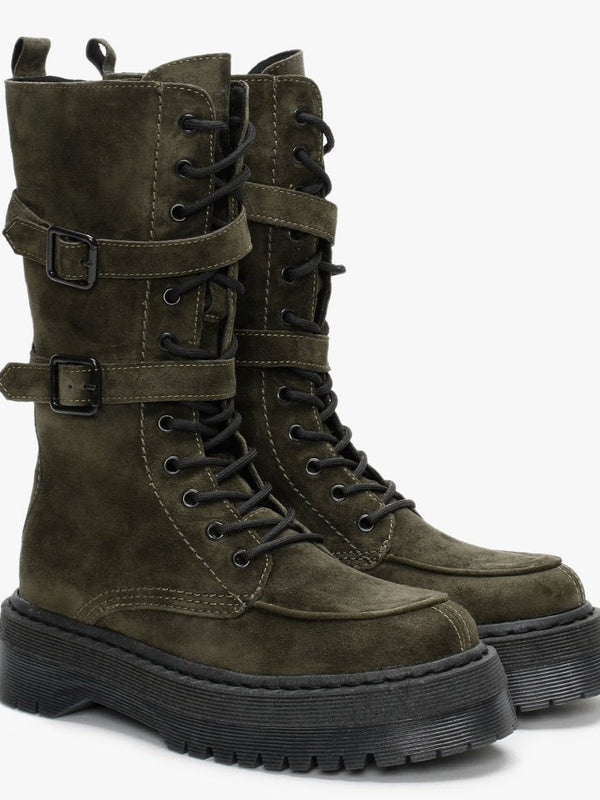 Cilantro Green Suede Calf Boots