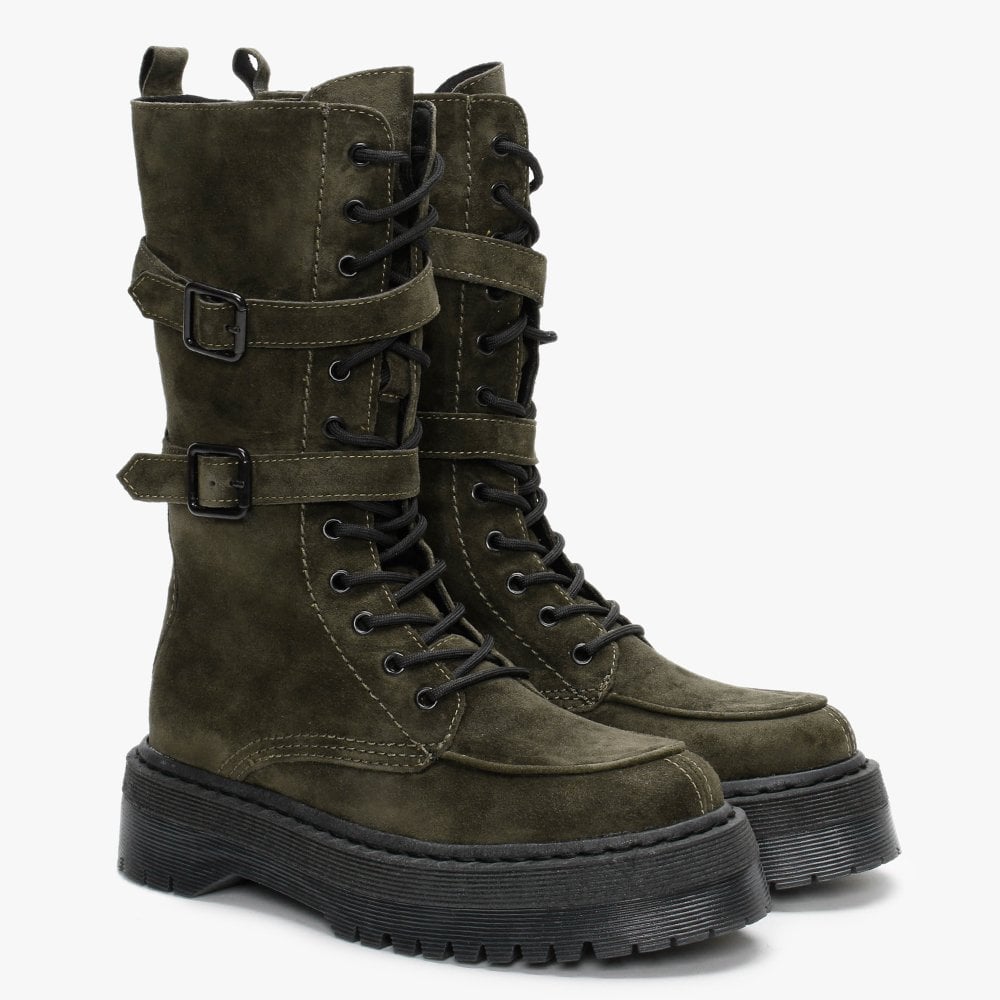 Cilantro Green Suede Calf Boots