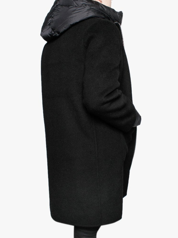 Liliana Black Wool & Nylon Padded Longline Coat