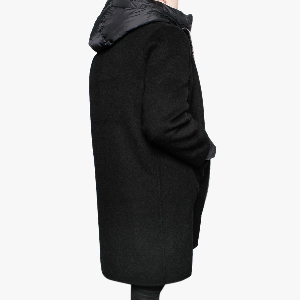 Liliana Black Wool & Nylon Padded Longline Coat