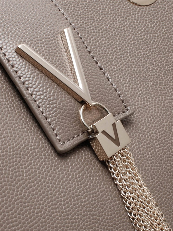 Divina Taupe Pebbled Chain Tote Bag