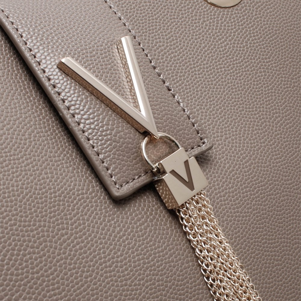 Divina Taupe Pebbled Chain Tote Bag