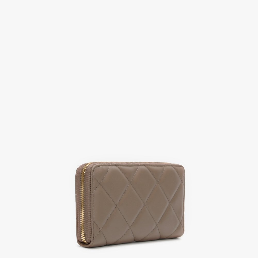 Ocarina Taupe Quilted Zip Around Wallet