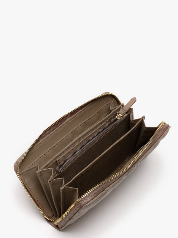 Ocarina Taupe Quilted Zip Around Wallet