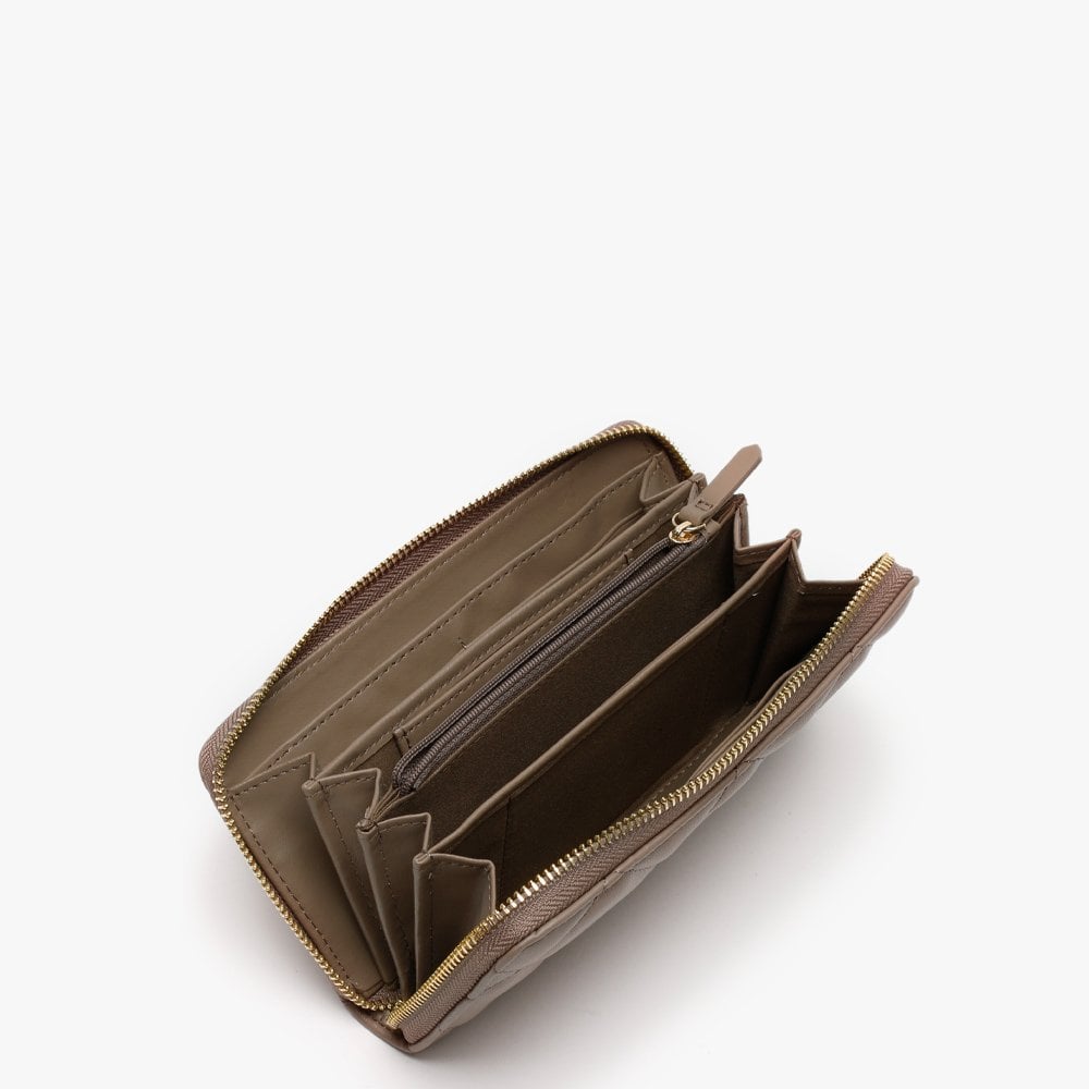 Ocarina Taupe Quilted Zip Around Wallet