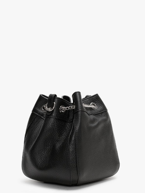 Johanna Black Leather Bucket Bag