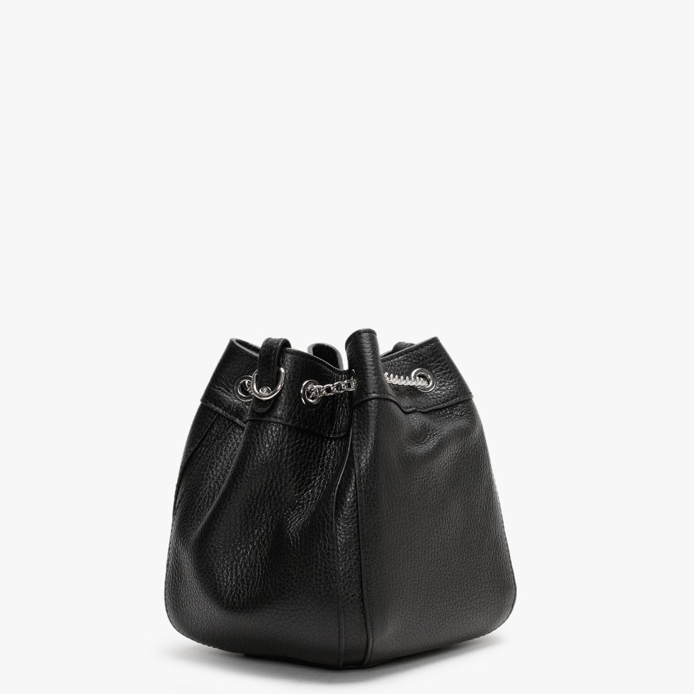 Johanna Black Leather Bucket Bag