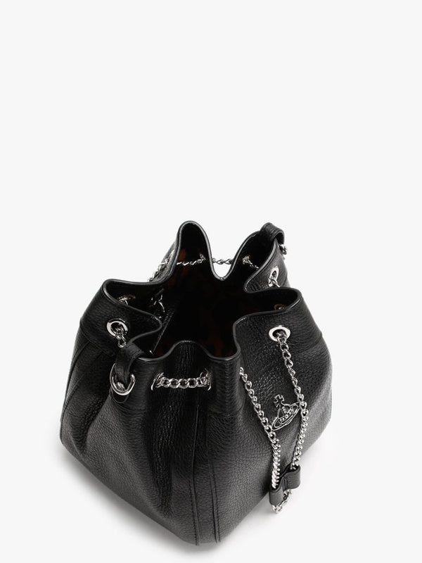 Johanna Black Leather Bucket Bag