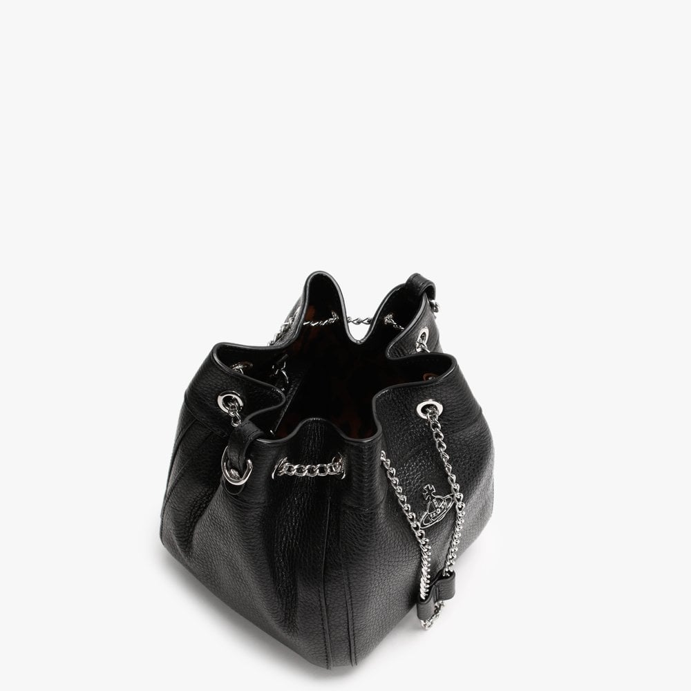 Johanna Black Leather Bucket Bag