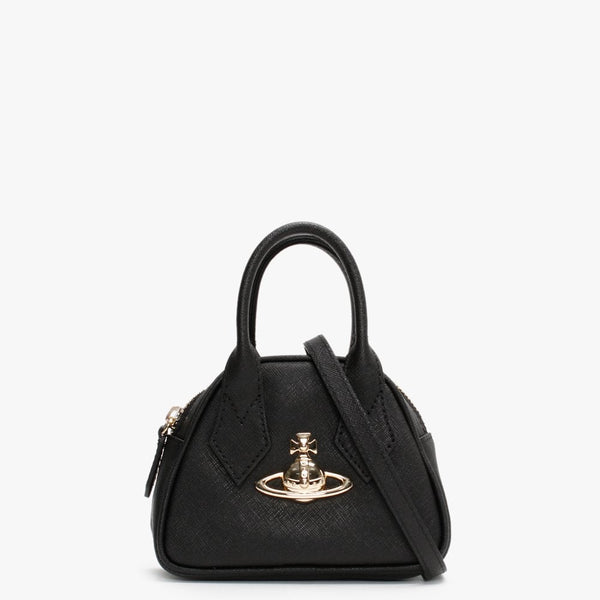 Mini Victoria Yasmine Black Leather Dome Cross-Body Bag