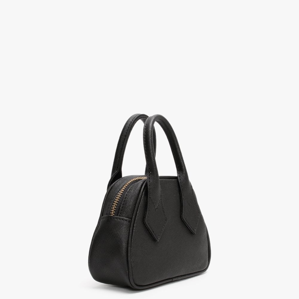 Mini Victoria Yasmine Black Leather Dome Cross-Body Bag