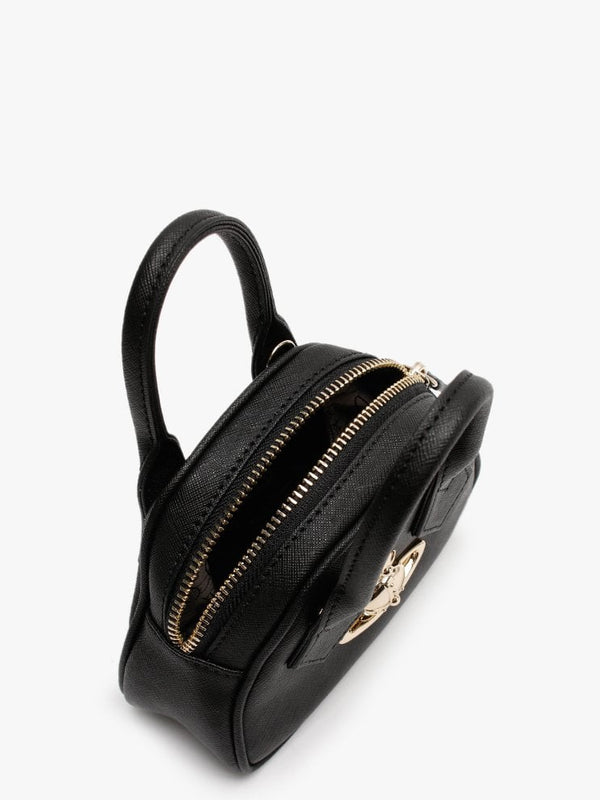 Mini Victoria Yasmine Black Leather Dome Cross-Body Bag