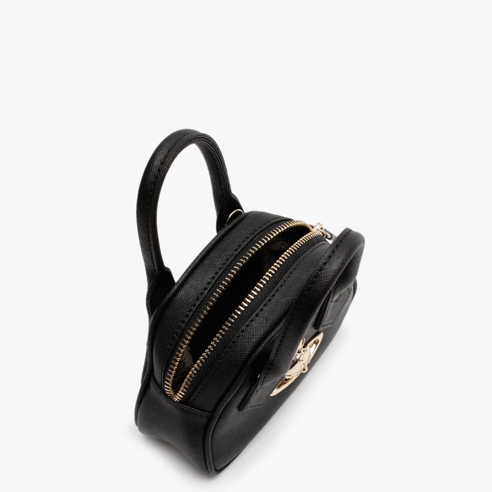 Mini Victoria Yasmine Black Leather Dome Cross-Body Bag