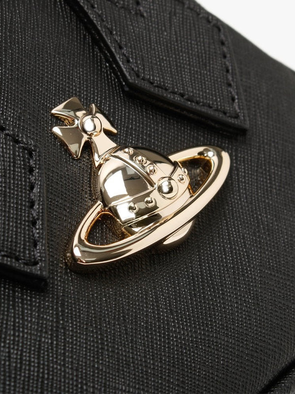 Mini Victoria Yasmine Black Leather Dome Cross-Body Bag