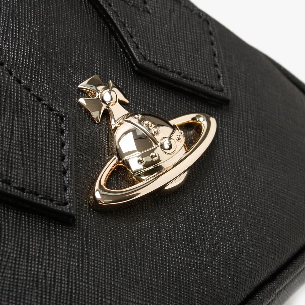 Mini Victoria Yasmine Black Leather Dome Cross-Body Bag