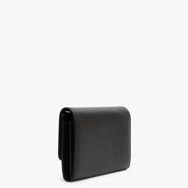Johanna Black Leather Cross-Body Wallet