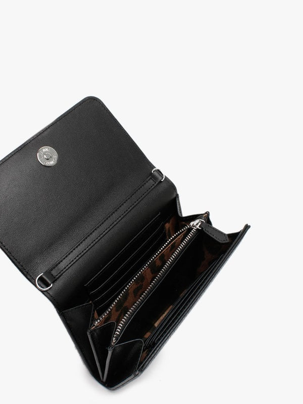 Johanna Black Leather Cross-Body Wallet