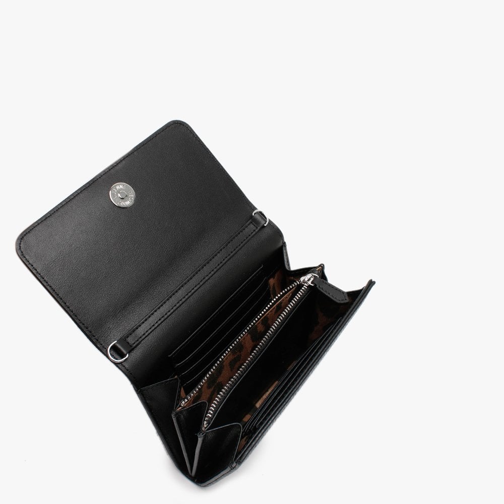 Johanna Black Leather Cross-Body Wallet